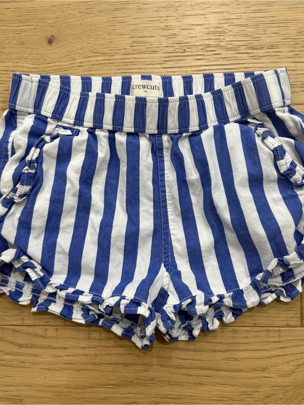 Crewcuts by J. Crew | Girls Blue & White Striped Ruffle Shorts